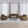 Image de Ensemble De Canapés 3 Pcs Avec Coussins Marron Tissu Vidaxl