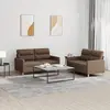 Image de Ensemble De Canapés 2 Pcs Avec Coussins Marron Tissu Vidaxl