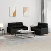 Image de Ensemble De Canapés 2 Pcs Avec Coussins Noir Tissu Vidaxl