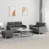 Image de Ensemble De Canapés 3 Pcs Avec Coussins Gris Foncé Tissu Vidaxl