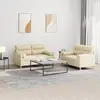 Image de Ensemble De Canapés 2 Pcs Avec Coussins Crème Tissu Vidaxl