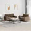 Image de Ensemble De Canapés 2 Pcs Avec Coussins Marron Tissu Vidaxl