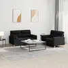Image de Ensemble De Canapés 2 Pcs Avec Coussins Noir Tissu Vidaxl