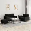 Image de Ensemble De Canapés 3 Pcs Avec Coussins Noir Tissu Vidaxl