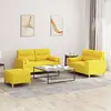 Image de Ensemble De Canapés 3 Pcs Avec Coussins Jaune Clair Tissu Vidaxl