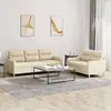 Image de Ensemble De Canapés 2 Pcs Avec Coussins Crème Tissu Vidaxl