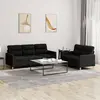 Image de Ensemble De Canapés 2 Pcs Avec Coussins Noir Tissu Vidaxl