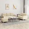 Image de Ensemble De Canapés 3 Pcs Avec Coussins Crème Tissu Vidaxl