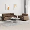 Image de Ensemble De Canapés 2 Pcs Avec Coussins Marron Tissu Vidaxl