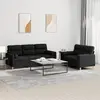Image de Ensemble De Canapés 2 Pcs Avec Coussins Noir Tissu Vidaxl