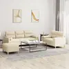 Image de Ensemble De Canapés 3 Pcs Avec Coussins Crème Tissu Vidaxl