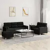 Image de Ensemble De Canapés 3 Pcs Avec Coussins Noir Tissu Vidaxl