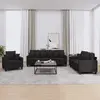 Image de Ensemble De Canapés 3 Pcs Avec Coussins Noir Tissu Vidaxl