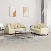 Image de Ensemble De Canapés 2 Pcs Avec Coussins Crème Tissu Vidaxl