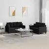 Image de Ensemble De Canapés 2 Pcs Avec Coussins Noir Tissu Vidaxl