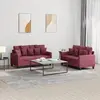 Image de Ensemble De Canapés 2 Pcs Avec Coussins Rouge Bordeaux Tissu Vidaxl