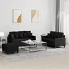 Image de Ensemble De Canapés 3 Pcs Avec Coussins Noir Tissu Vidaxl