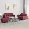 Image de Ensemble De Canapés 3 Pcs Avec Coussins Rouge Bordeaux Tissu Vidaxl