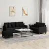 Image de Ensemble De Canapés 3 Pcs Avec Coussins Noir Tissu Vidaxl