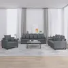 Image de Ensemble De Canapés 3 Pcs Avec Coussins Gris Foncé Velours Vidaxl