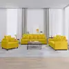 Image de Ensemble De Canapés 3 Pcs Avec Coussins Jaune Velours Vidaxl