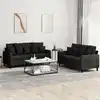 Image de Ensemble De Canapés 2 Pcs Avec Coussins Noir Velours Vidaxl