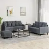 Image de Ensemble De Canapés 3 Pcs Avec Coussins Gris Foncé Velours Vidaxl