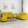 Image de Ensemble De Canapés 3 Pcs Avec Coussins Jaune Velours Vidaxl