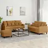 Image de Ensemble De Canapés 3 Pcs Avec Coussins Marron Velours Vidaxl