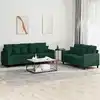 Image de Ensemble De Canapés 2 Pcs Avec Coussins Vert Foncé Velours Vidaxl