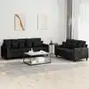 Image de Ensemble De Canapés 2 Pcs Avec Coussins Noir Velours Vidaxl
