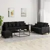 Image de Ensemble De Canapés 3 Pcs Avec Coussins Noir Velours Vidaxl