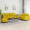 Image de Ensemble De Canapés 3 Pcs Avec Coussins Jaune Velours Vidaxl