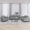 Image de Ensemble De Canapés 3 Pcs Coussins Gris Clair Tissu Vidaxl