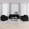 Image de Ensemble De Canapés 3 Pcs Avec Coussins Noir Tissu Vidaxl