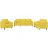 Image de Ensemble De Canapés 3 Pcs Avec Coussins Jaune Clair Tissu Vidaxl