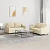 Image de Ensemble De Canapés 2 Pcs Avec Coussins Crème Tissu Vidaxl