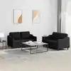 Image de Ensemble De Canapés 2 Pcs Avec Coussins Noir Tissu Vidaxl