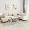 Image de Ensemble De Canapés 3 Pcs Avec Coussins Crème Tissu Vidaxl