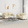 Image de Ensemble De Canapés 2 Pcs Avec Coussins Crème Tissu Vidaxl
