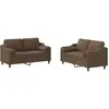 Image de Ensemble De Canapés 2 Pcs Avec Coussins Marron Tissu Vidaxl