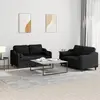 Image de Ensemble De Canapés 2 Pcs Avec Coussins Noir Tissu Vidaxl