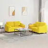 Image de Ensemble De Canapés 2 Pcs Avec Coussins Jaune Clair Tissu Vidaxl