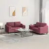 Image de Ensemble De Canapés 2 Pcs Avec Coussins Rouge Bordeaux Tissu Vidaxl