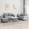Image de Ensemble De Canapés 3 Pcs Coussins Gris Clair Tissu Vidaxl