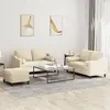 Image de Ensemble De Canapés 3 Pcs Avec Coussins Crème Tissu Vidaxl