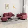 Image de Ensemble De Canapés 3 Pcs Avec Coussins Rouge Bordeaux Tissu Vidaxl