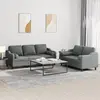 Image de Ensemble De Canapés 2 Pcs Coussins Gris Foncé Tissu Vidaxl