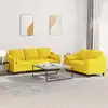 Image de Ensemble De Canapés 2 Pcs Avec Coussins Jaune Clair Tissu Vidaxl