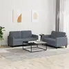 Image de Ensemble De Canapés 2 Pcs Gris Foncé Velours Vidaxl